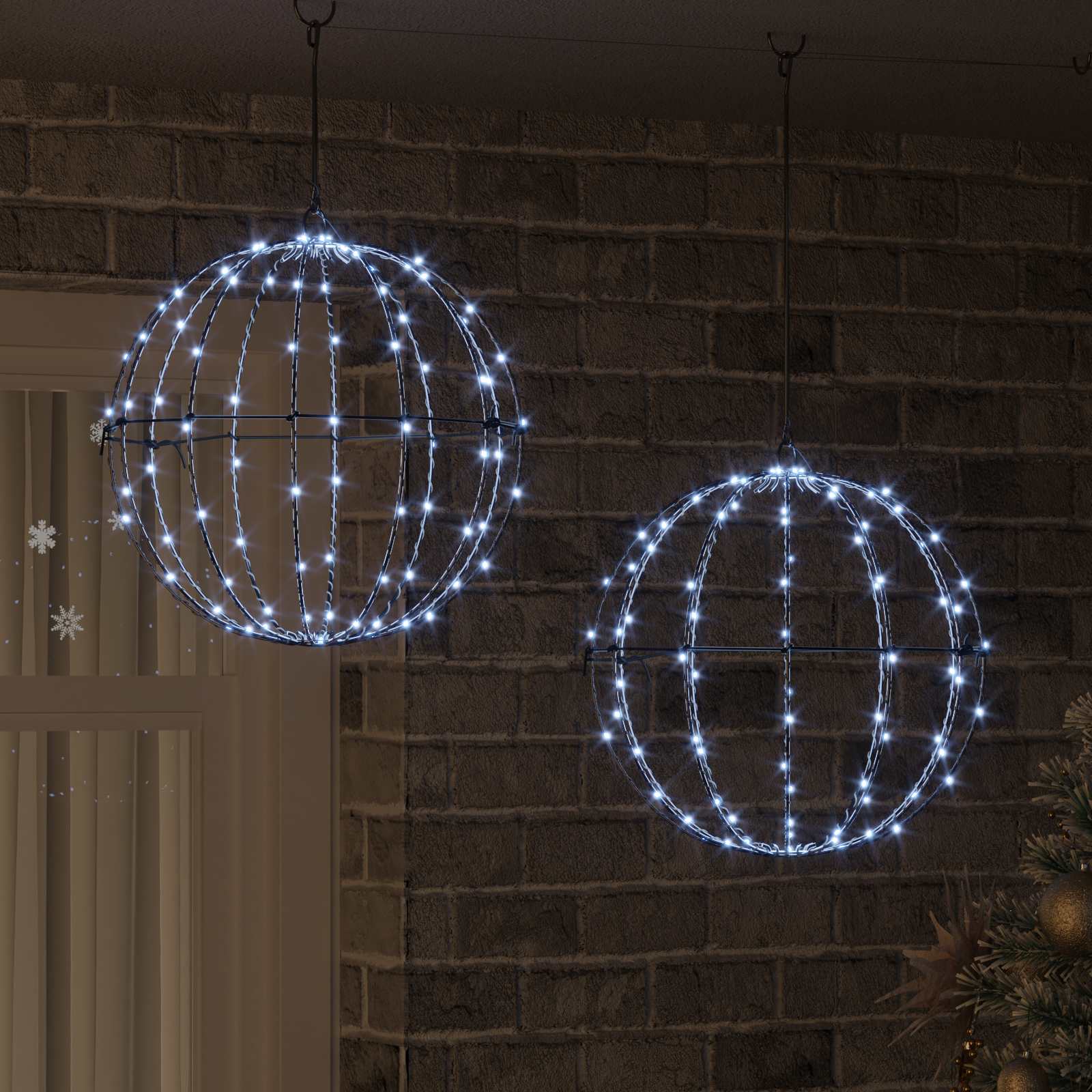Palla 2 pz Bianco freddo 40 x 40 x 42 cm Metallo 192 LED