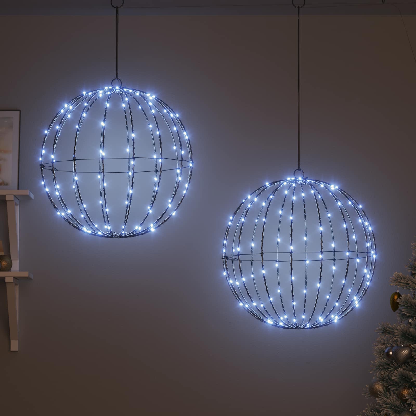 Palla 2 pz Bianco freddo 50 x 50 x 52 cm Metallo 320 LED