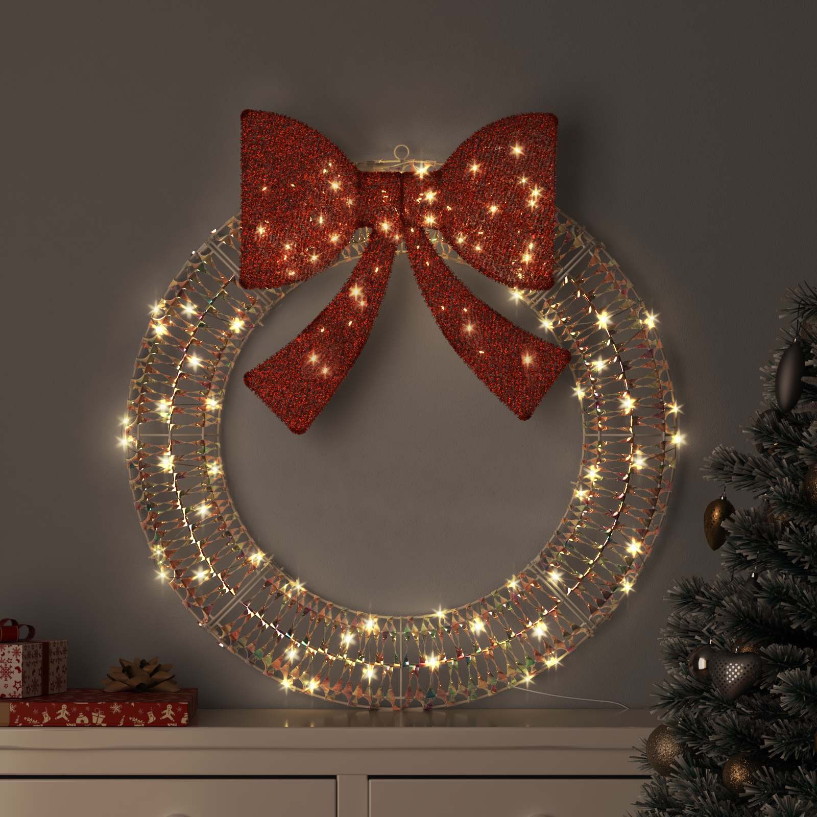 Ghirlanda Bianco caldo 90 x 90 x 9 cm PET 80 LED