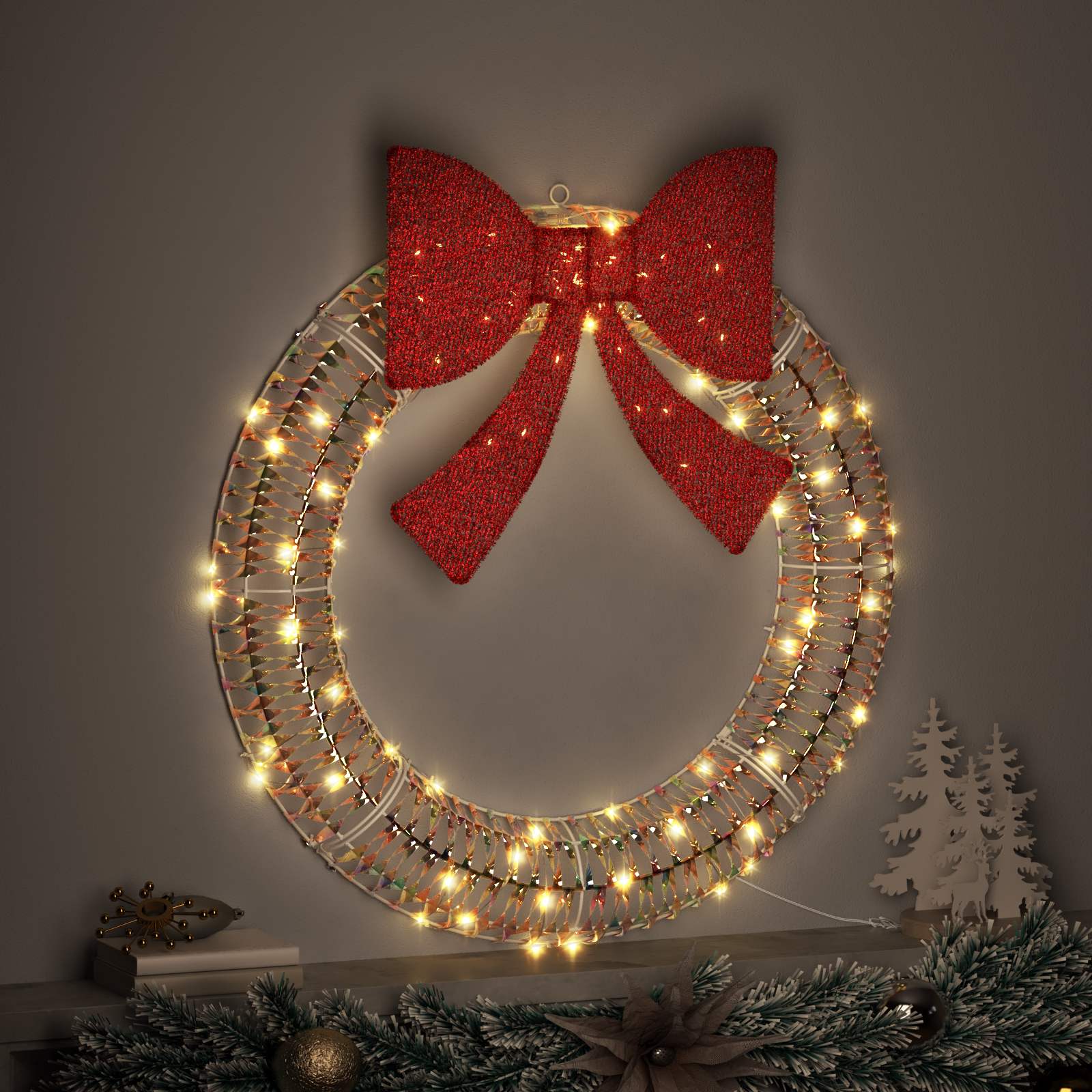 Ghirlanda Bianco caldo 90 x 90 x 9 cm PET 80 LED