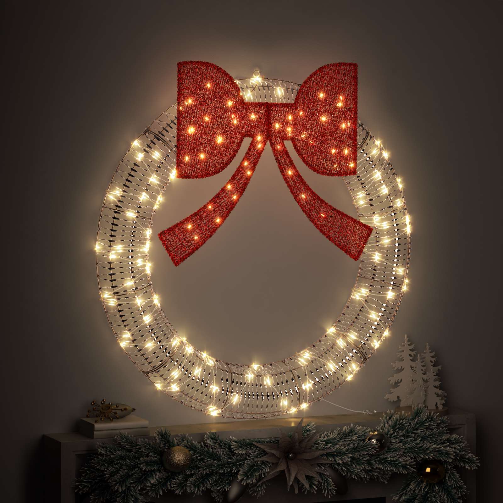 Ghirlanda 150 LED Bianco caldo 121 x 121 x 10 cm PET