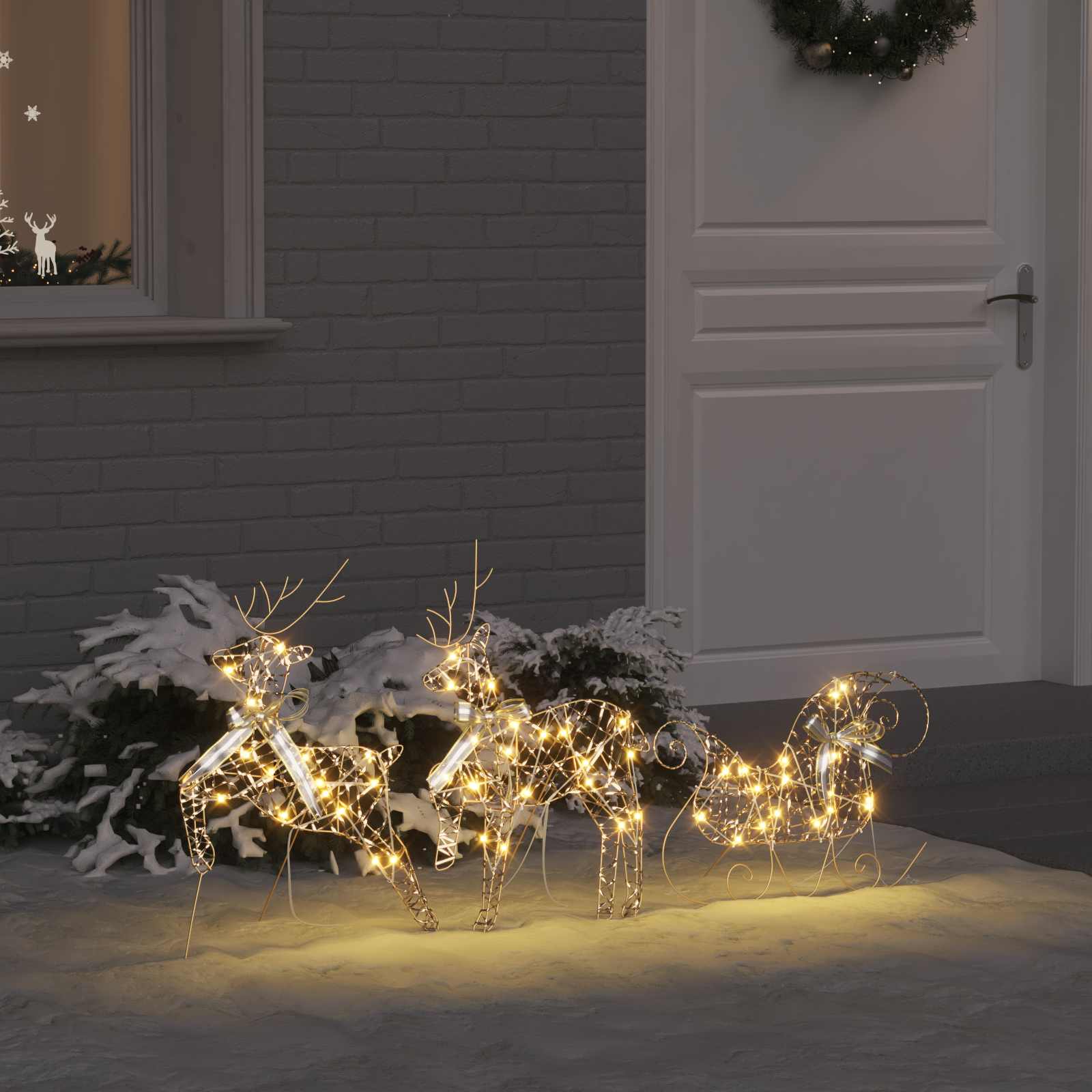 Renne LED 3 pz 60 LED Bianco caldo 44,5 x 18 x 66 cm PET