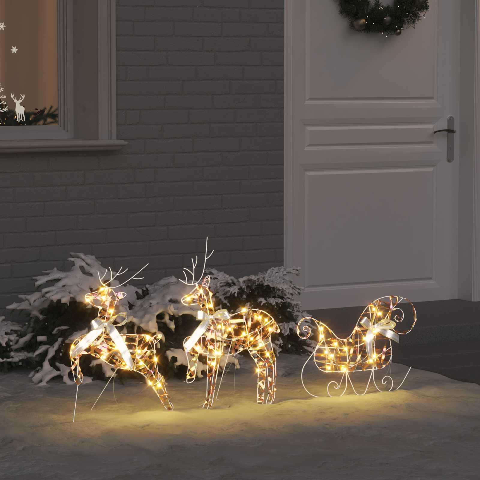 Renne LED 3 pz 60 LED Bianco caldo 44 x 18 x 65,5 cm PET