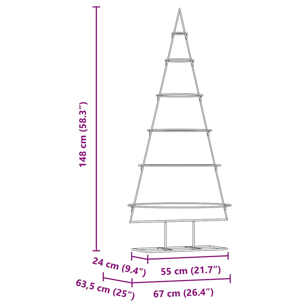 Albero di Natale in metallo con supporto Oro 148 cm