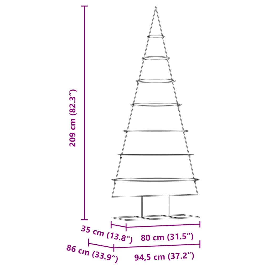 Albero di Natale in metallo con supporto Oro 209 cm