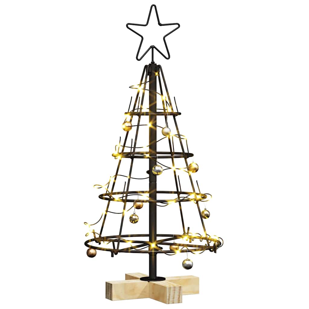 Albero a Cono di Natale con supporto Nero 60 cm Acciaio