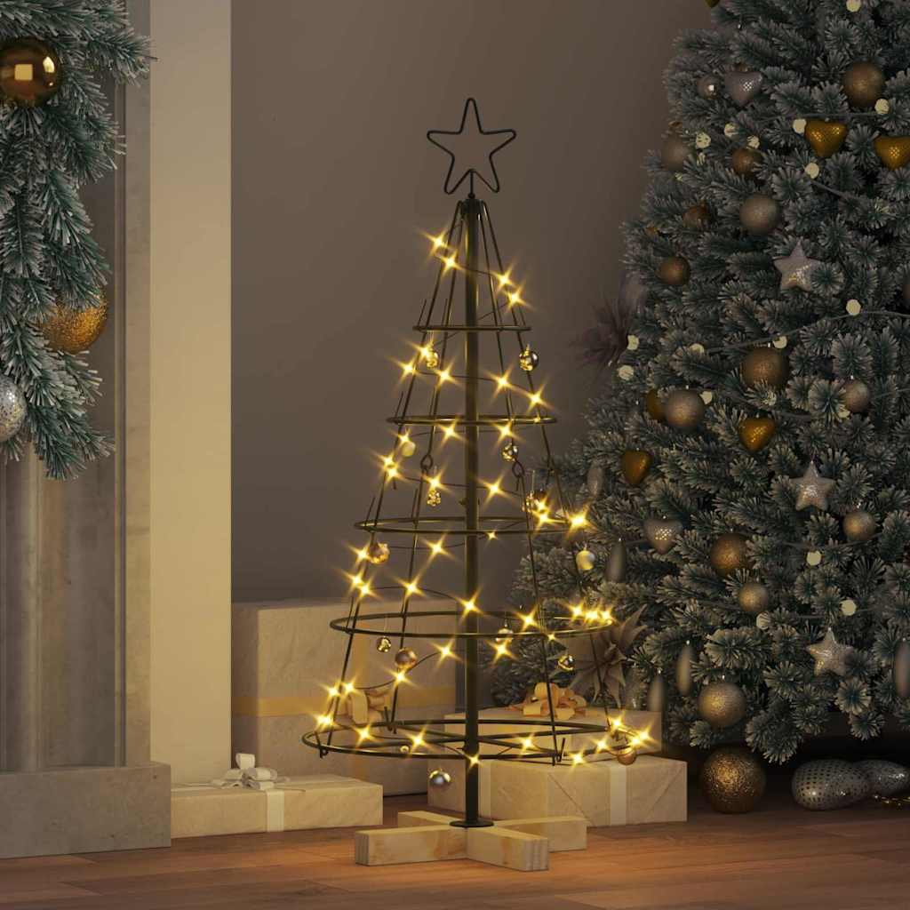 Albero a Cono di Natale con supporto Nero 90 cm Acciaio