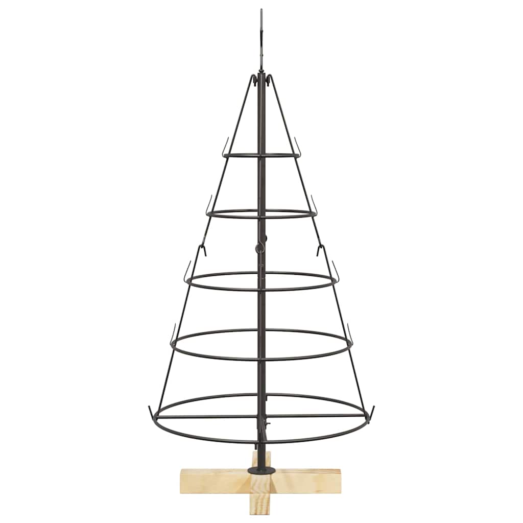 Albero a Cono di Natale con supporto Nero 90 cm Acciaio