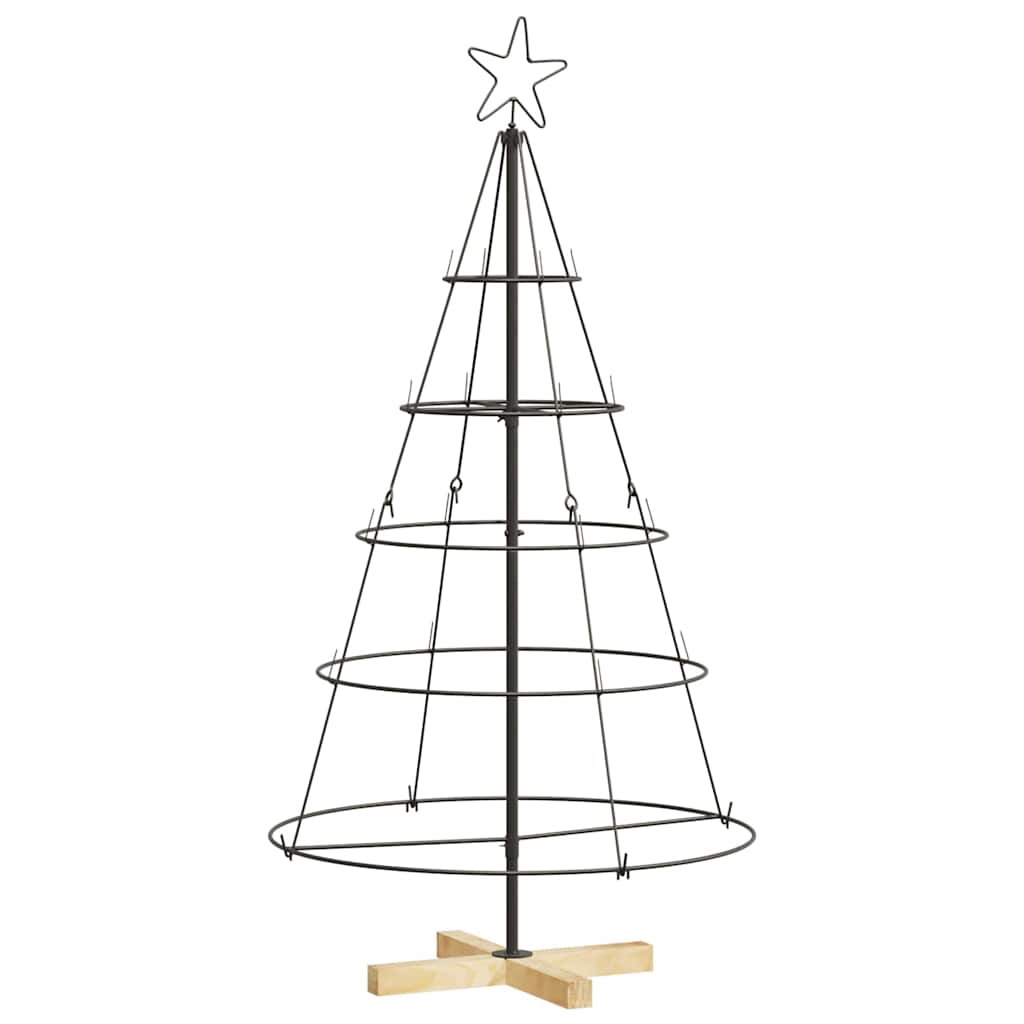 Albero a Cono di Natale con supporto Nero 126 cm Acciaio