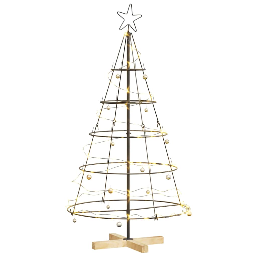 Albero a Cono di Natale con supporto Nero 126 cm Acciaio