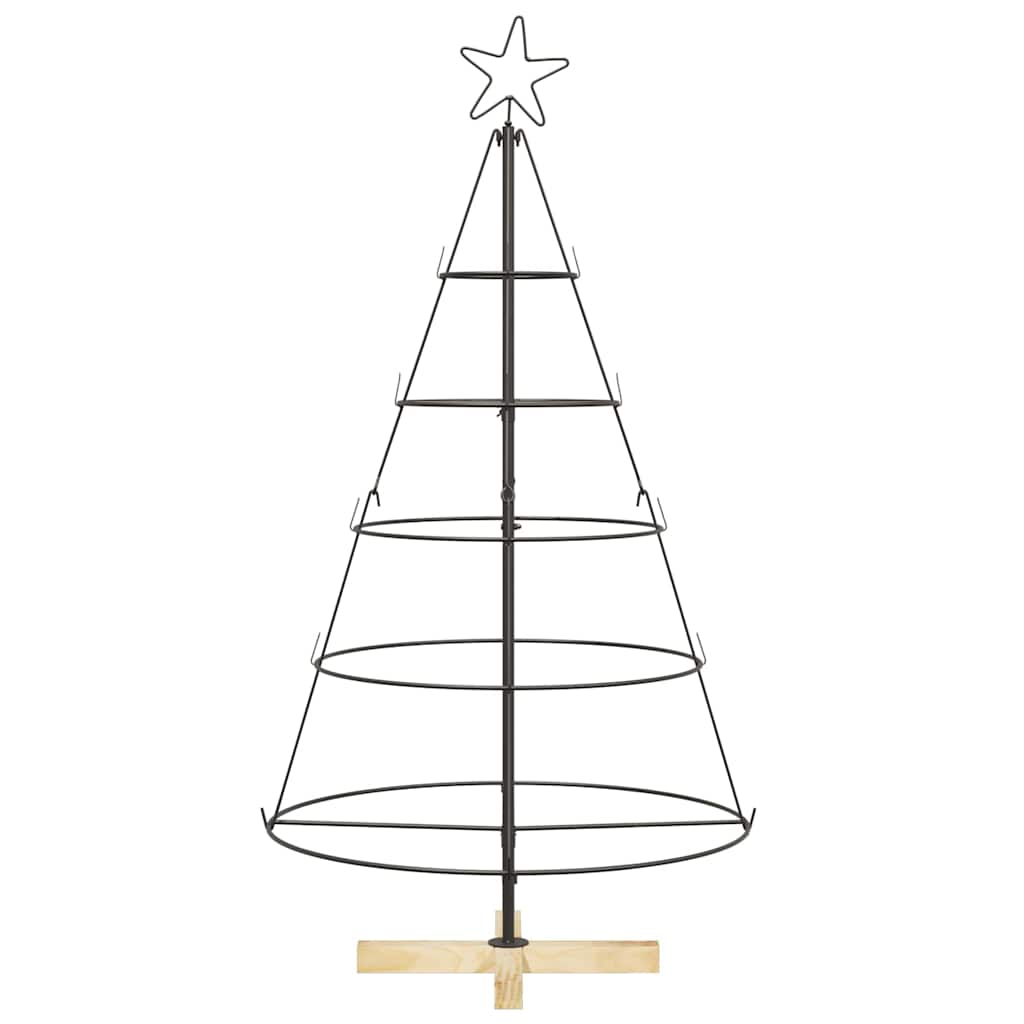 Albero a Cono di Natale con supporto Nero 126 cm Acciaio