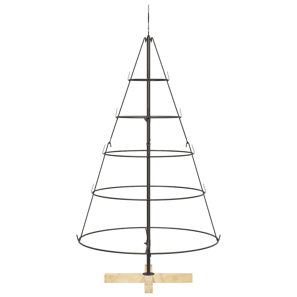 Albero a Cono di Natale con supporto Nero 126 cm Acciaio