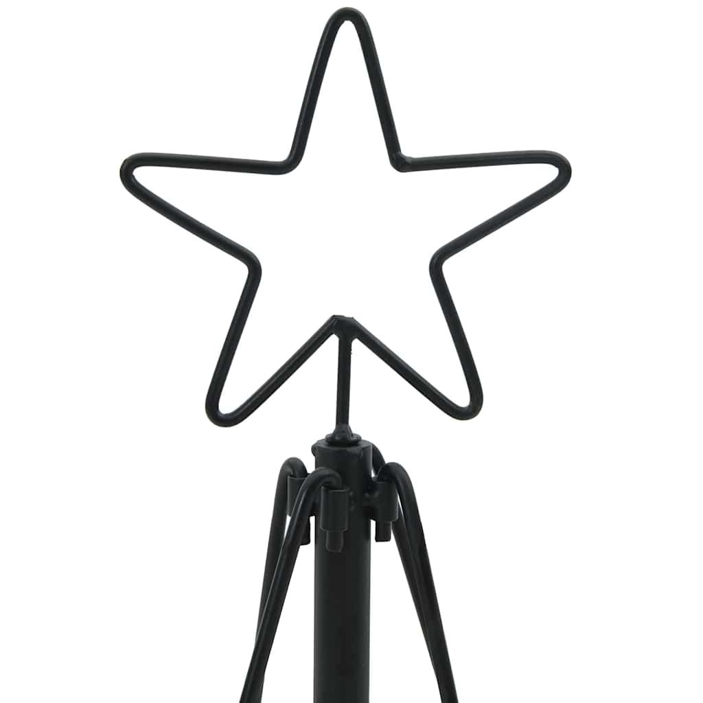 Albero a Cono di Natale con supporto Nero 126 cm Acciaio