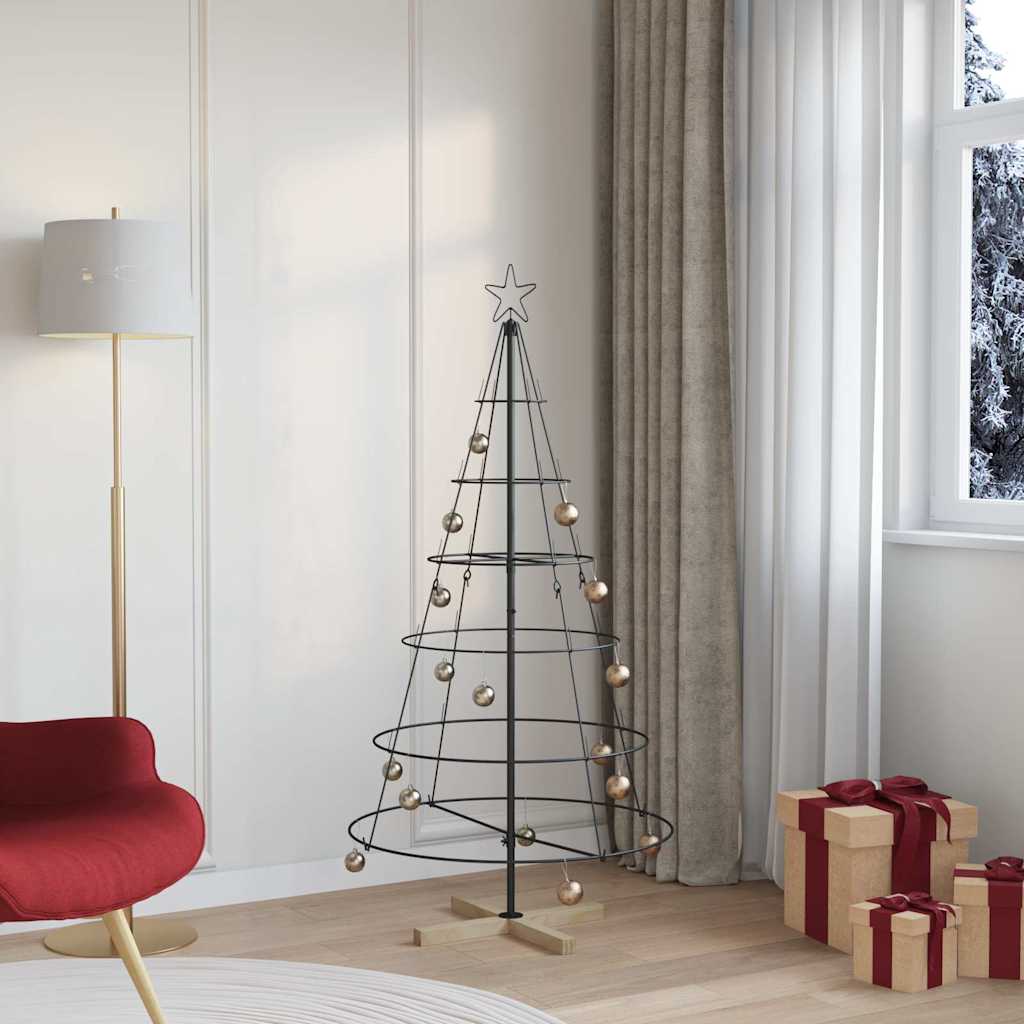 Albero a Cono di Natale con supporto Nero 154 cm Acciaio