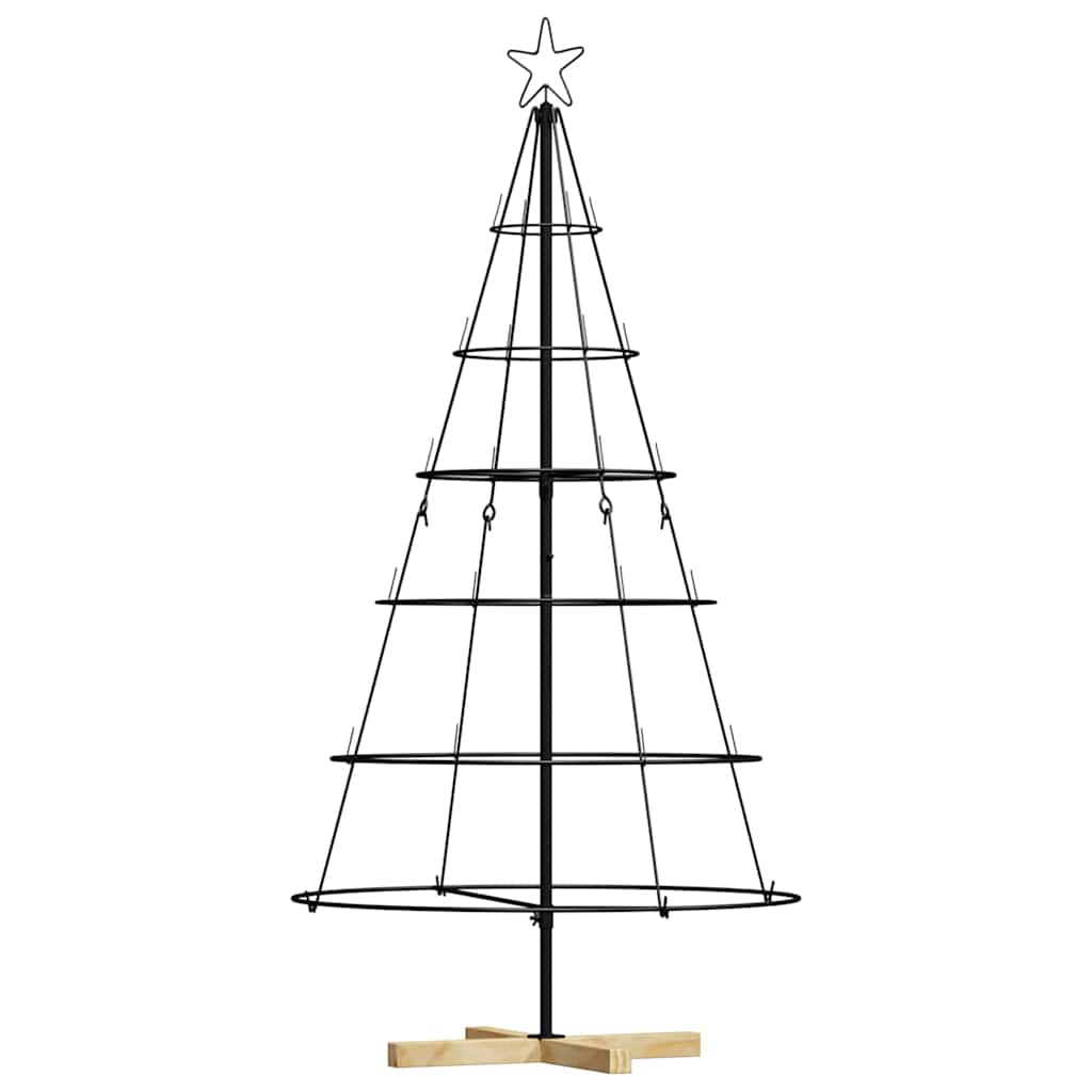 Albero a Cono di Natale con supporto Nero 154 cm Acciaio