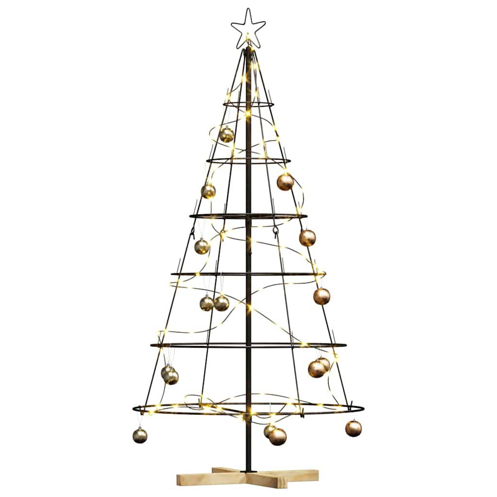 Albero a Cono di Natale con supporto Nero 154 cm Acciaio