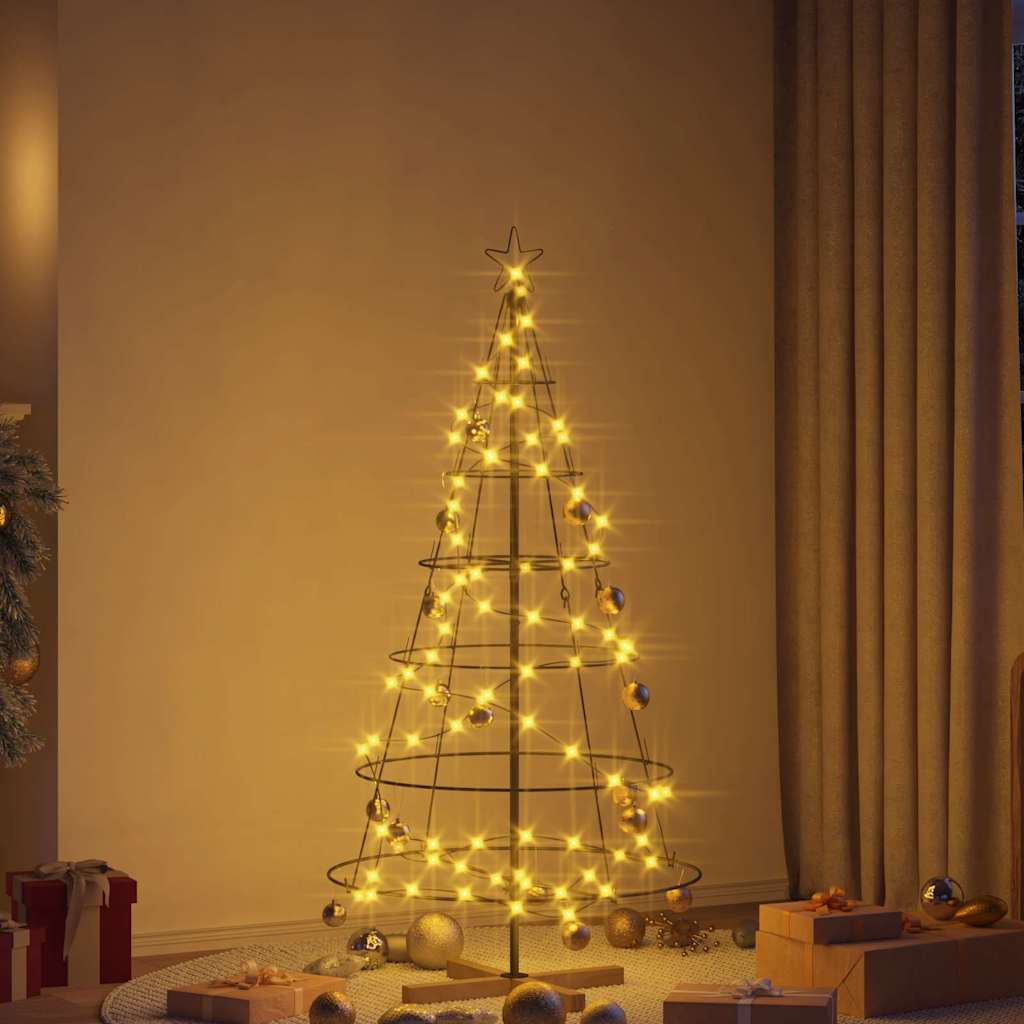 Albero a Cono di Natale con supporto Nero 154 cm Acciaio