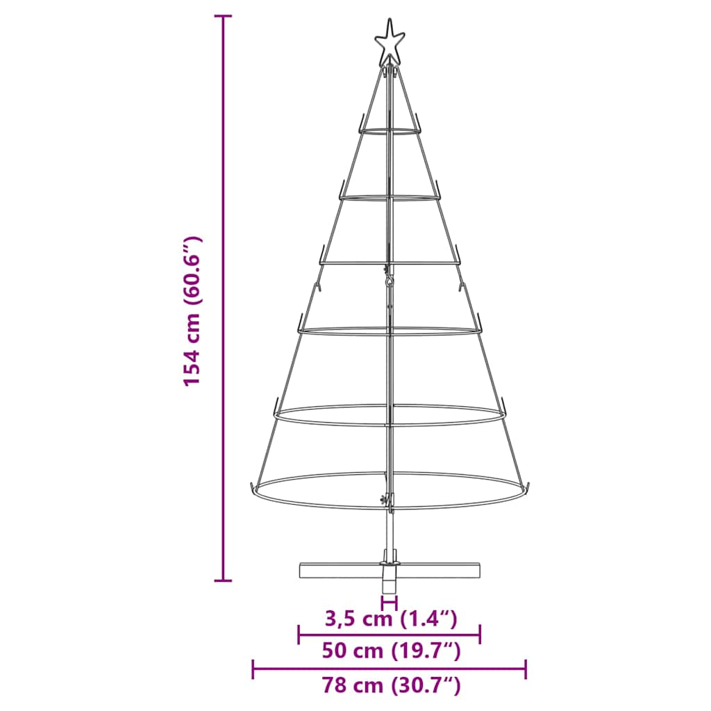 Albero a Cono di Natale con supporto Nero 154 cm Acciaio