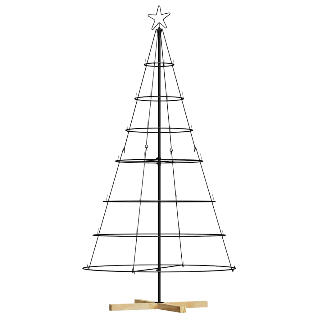 Albero a Cono di Natale con supporto Nero 180,5 cm Acciaio