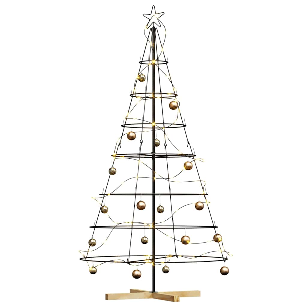 Albero a Cono di Natale con supporto Nero 180,5 cm Acciaio