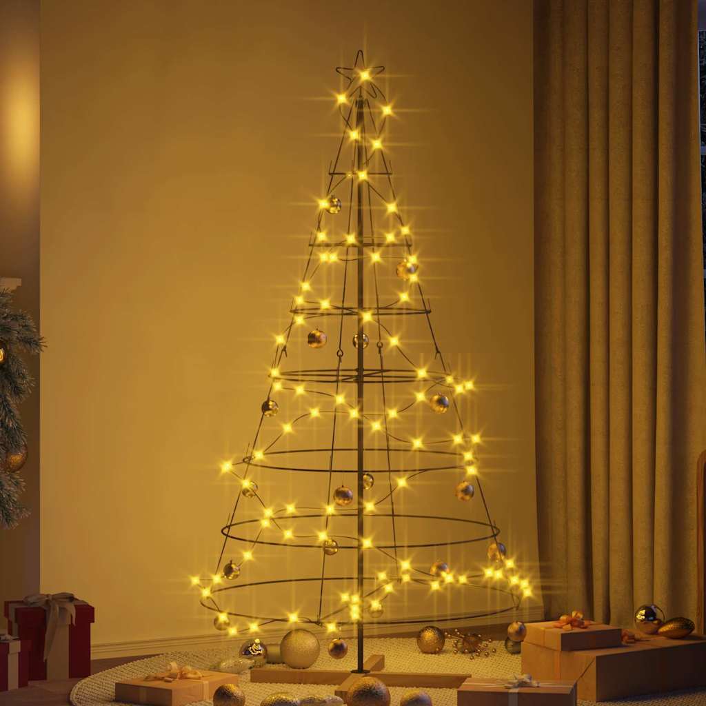 Albero a Cono di Natale con supporto Nero 180,5 cm Acciaio