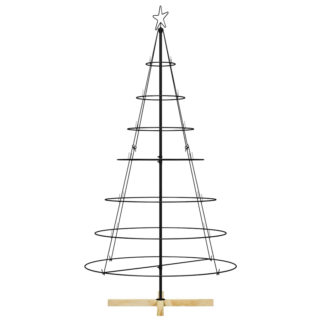 Albero a Cono di Natale con supporto Nero 180,5 cm Acciaio