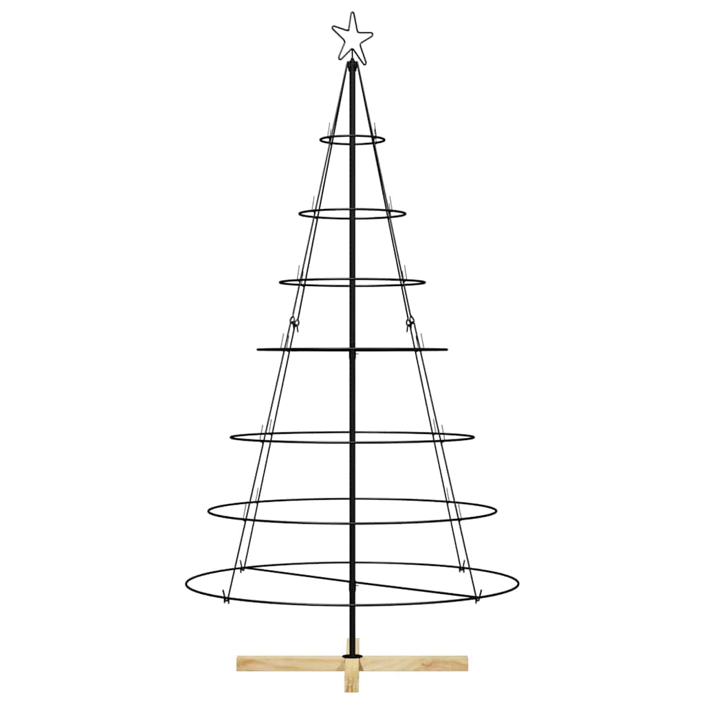 Albero a Cono di Natale con supporto Nero 180,5 cm Acciaio