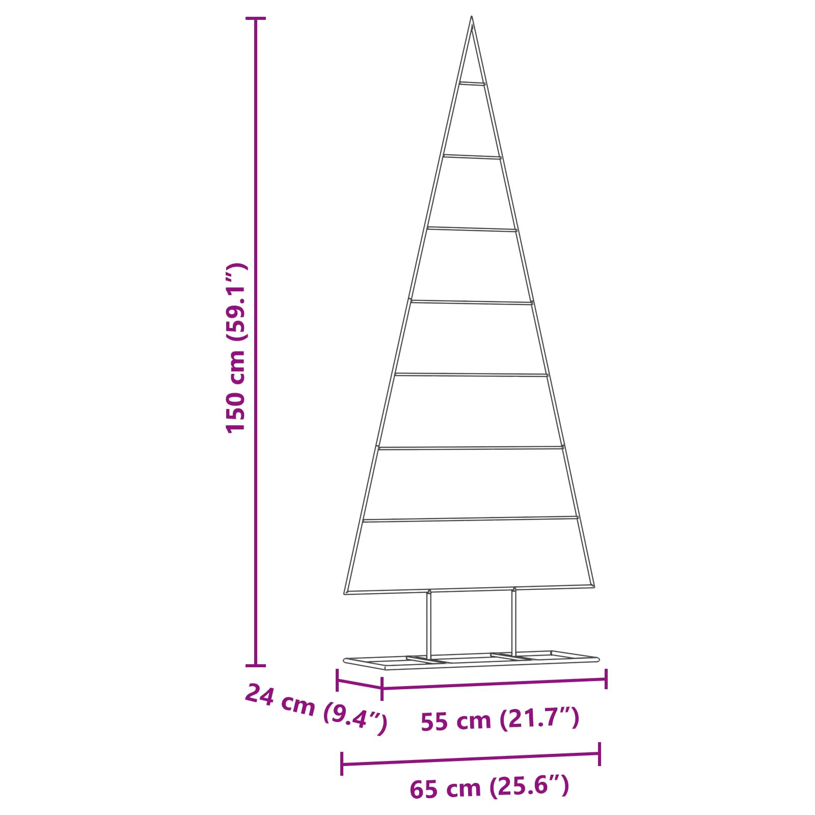 Albero di Natale in metallo Oro 150 cm