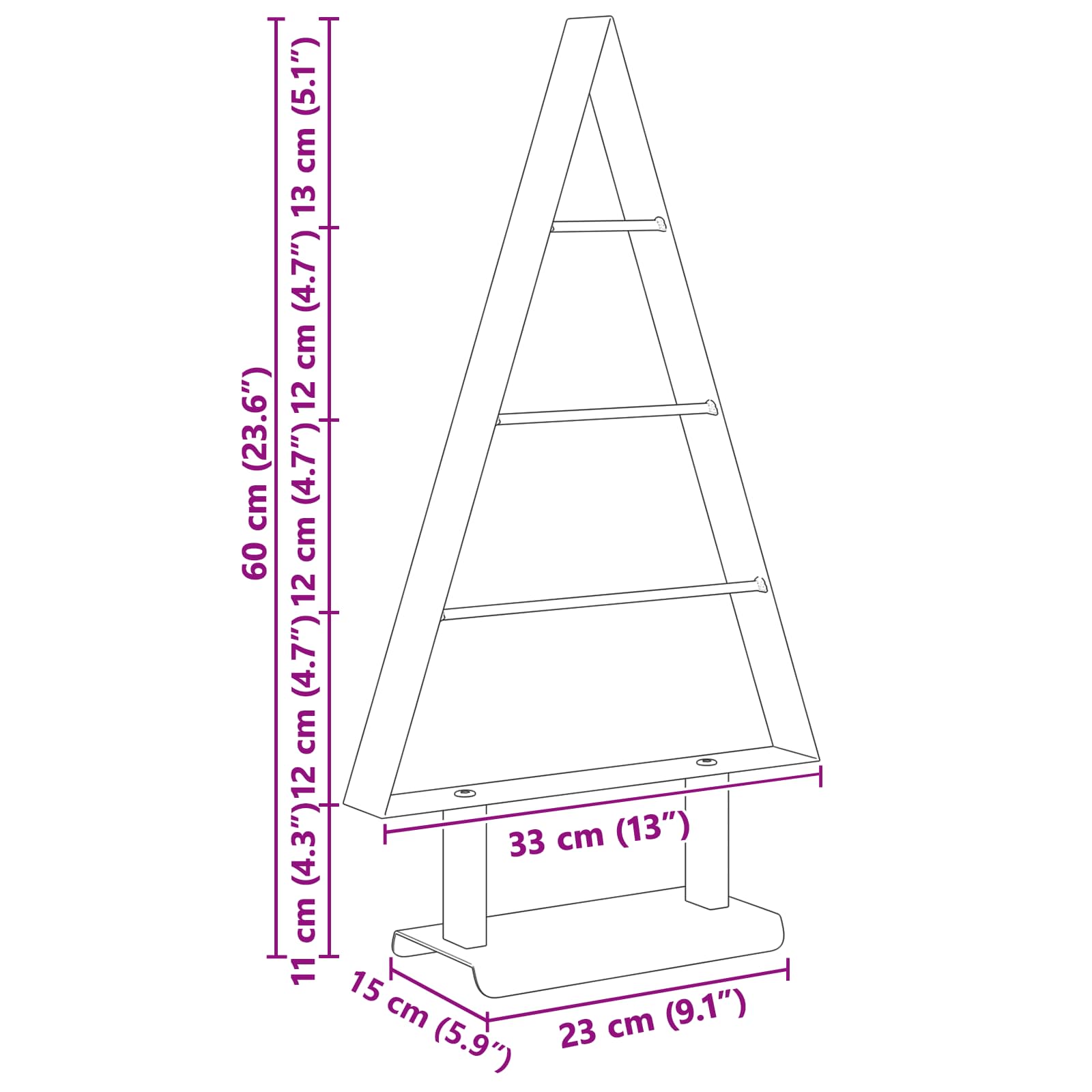 Albero di Natale in metallo Nero 60 cm Acciaio