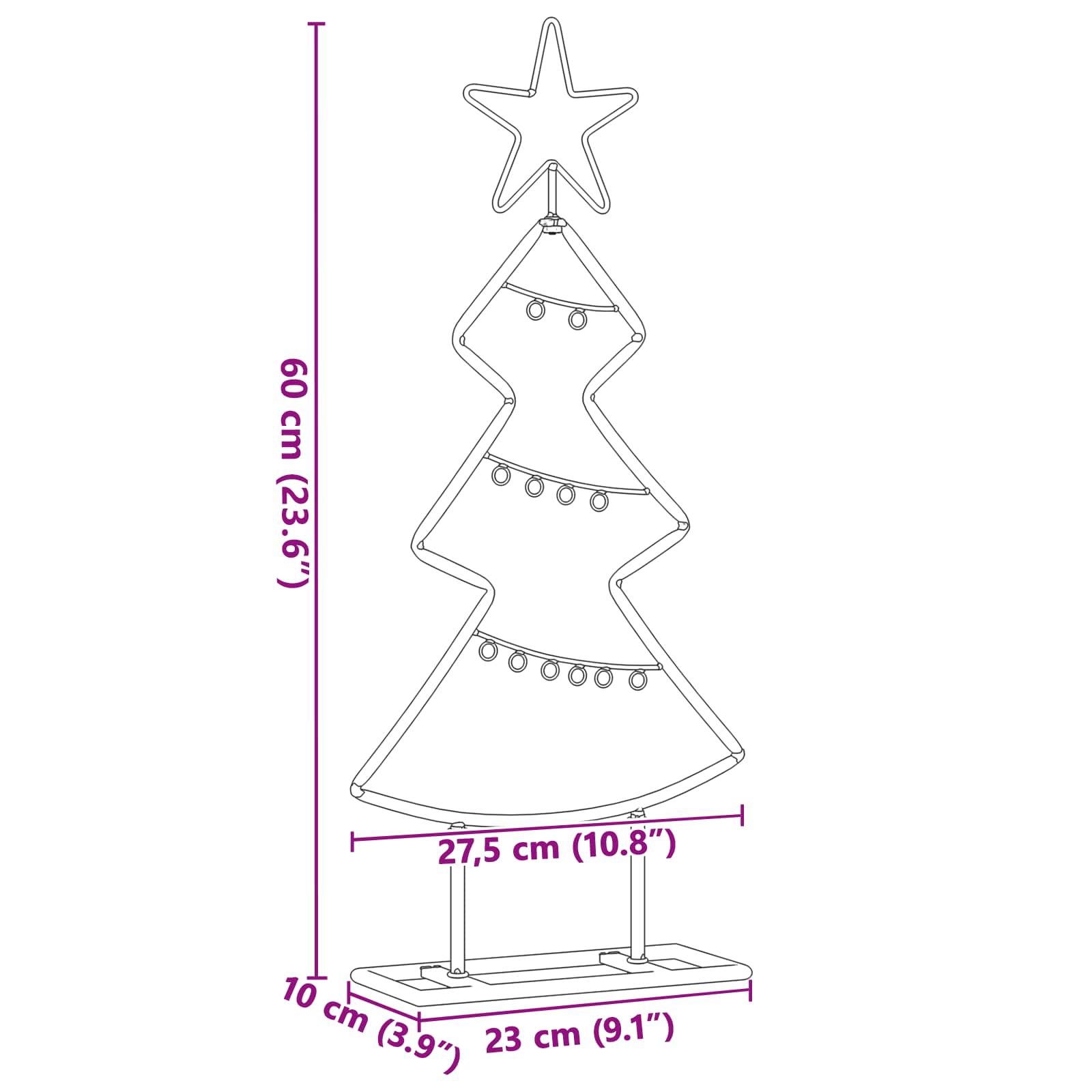 Albero di Natale in metallo Nero 60 cm Acciaio