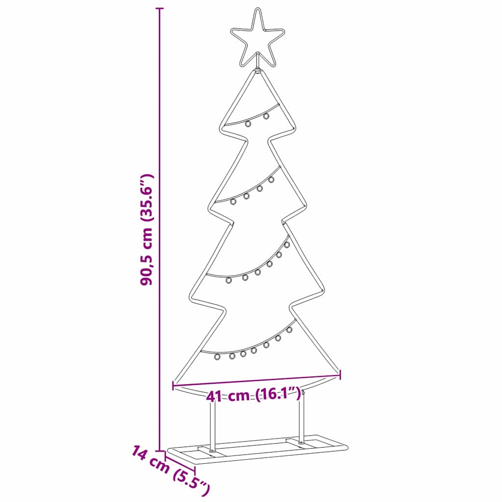 Albero di Natale in metallo Nero 90,5 cm Acciaio