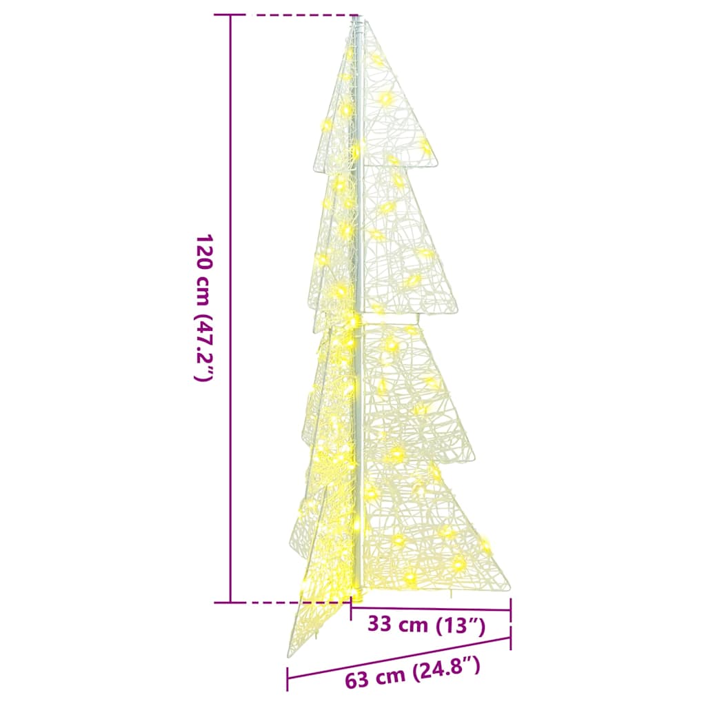 Albero di Natale 100 LED Bianco caldo 120 cm Acrilico
