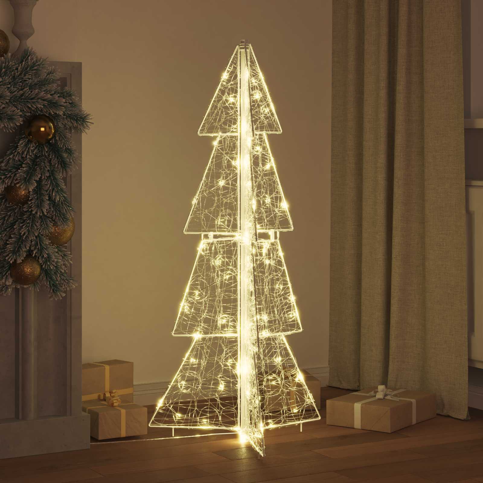 Albero di Natale 100 LED Bianco caldo 120 cm Acrilico