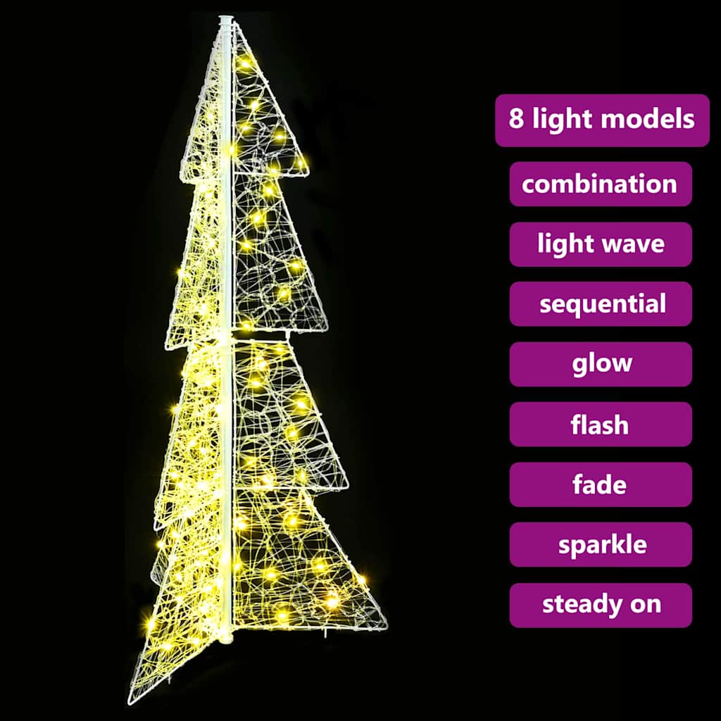 Albero di Natale 100 LED Bianco caldo 120 cm Acrilico