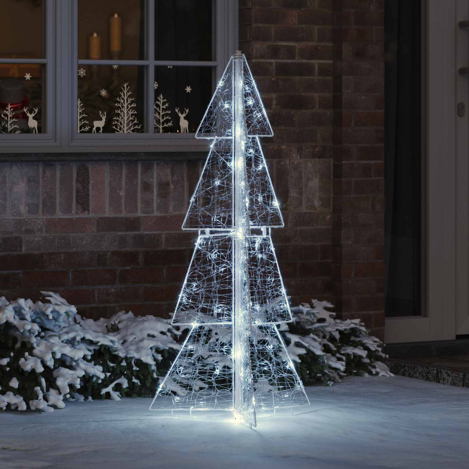 Albero di Natale 100 LED Bianco Freddo 120 cm Acrilico