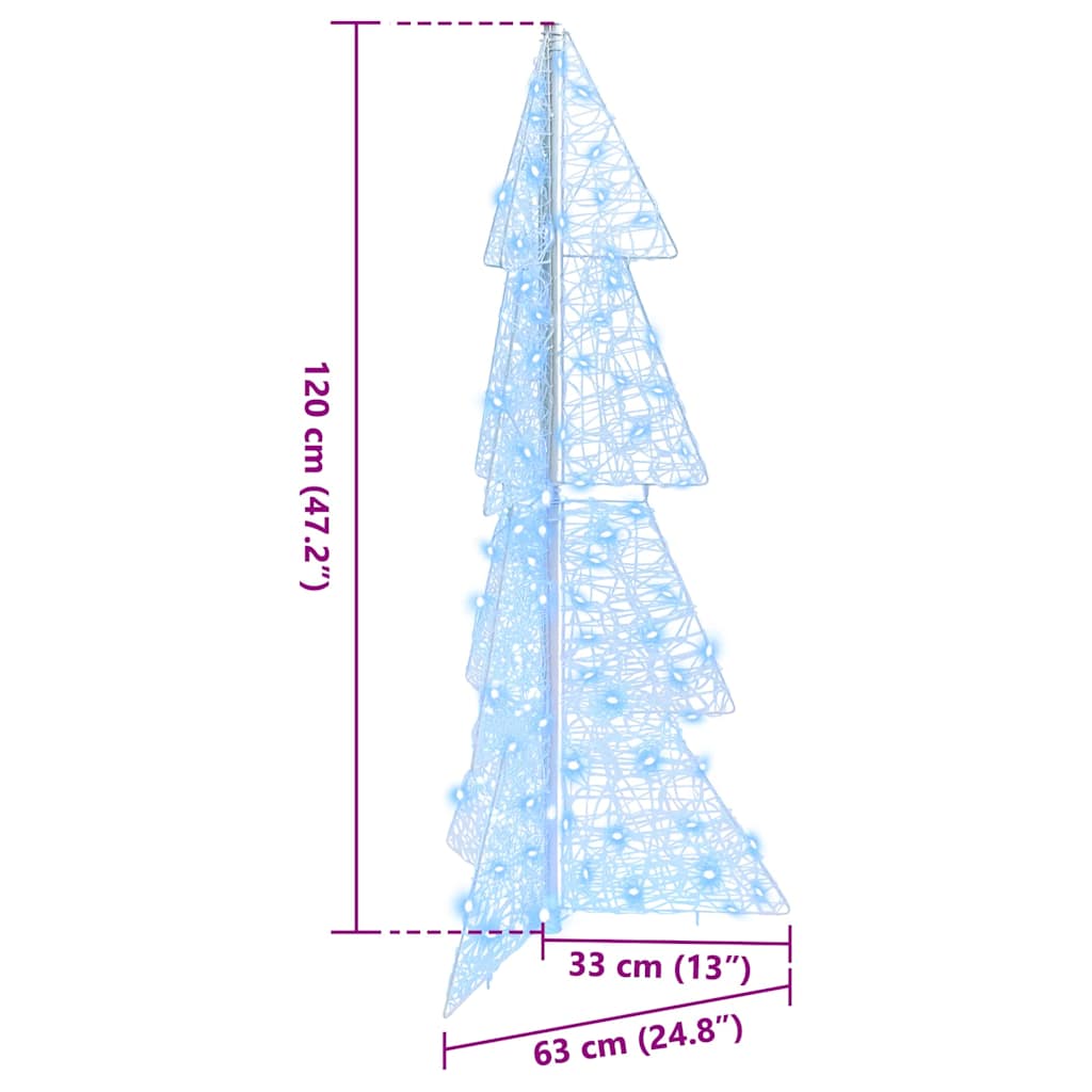 Albero di Natale 100 LED Bianco Freddo 120 cm Acrilico
