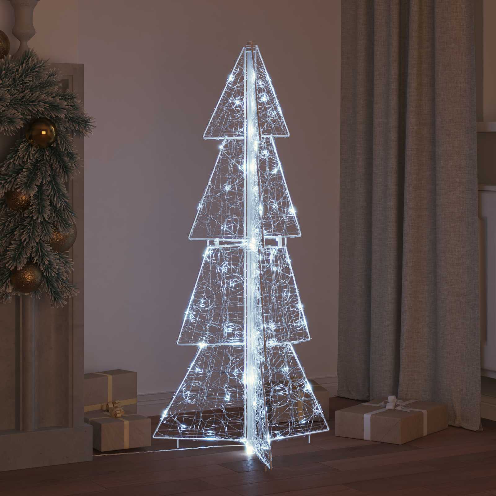 Albero di Natale 100 LED Bianco Freddo 120 cm Acrilico