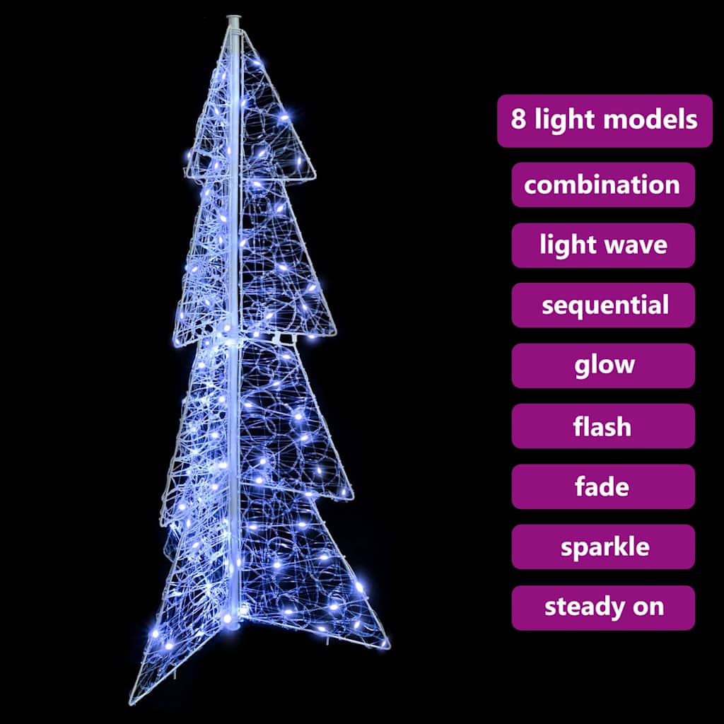 Albero di Natale 100 LED Bianco Freddo 120 cm Acrilico