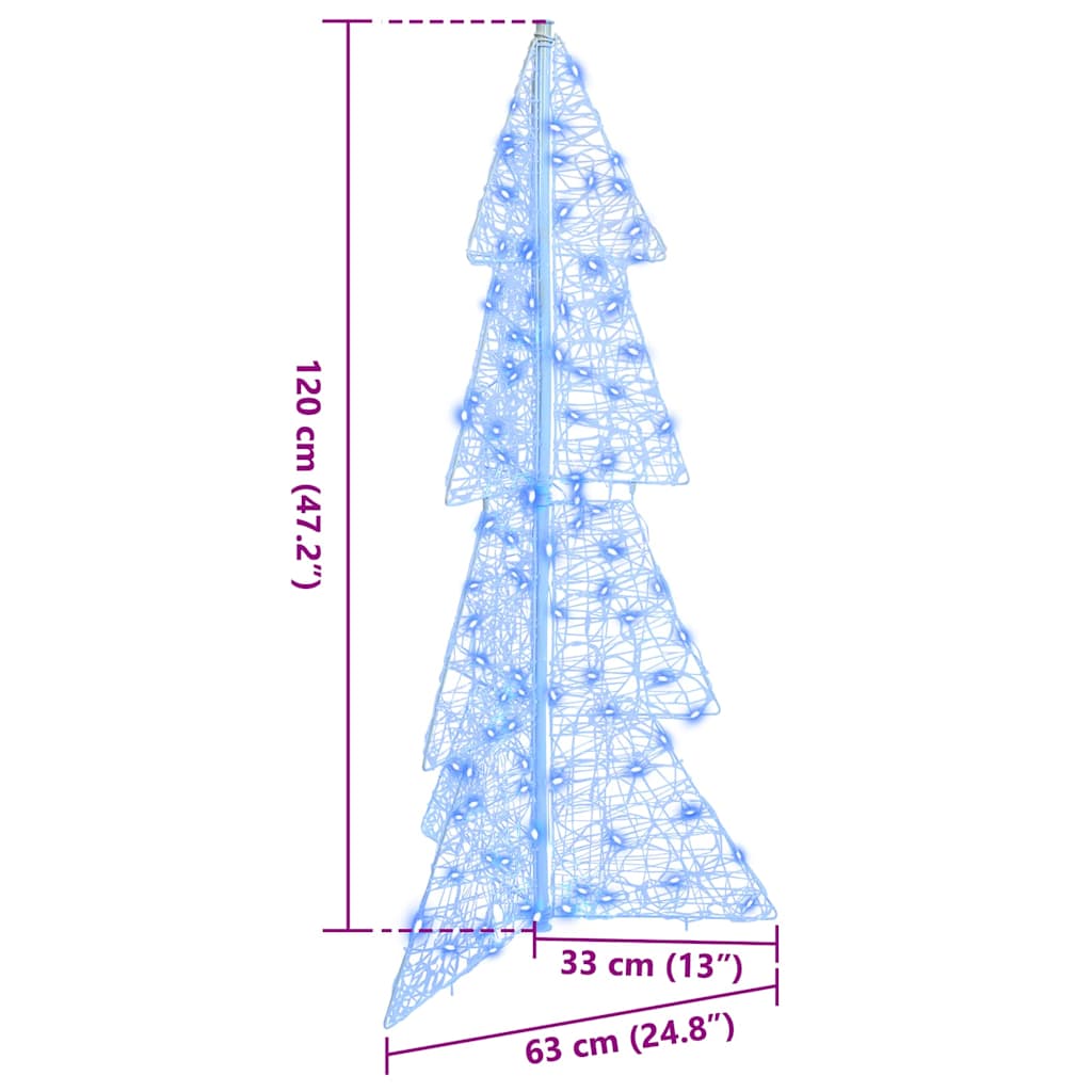 Albero di Natale 100 LED Blu 120 cm Acrilico