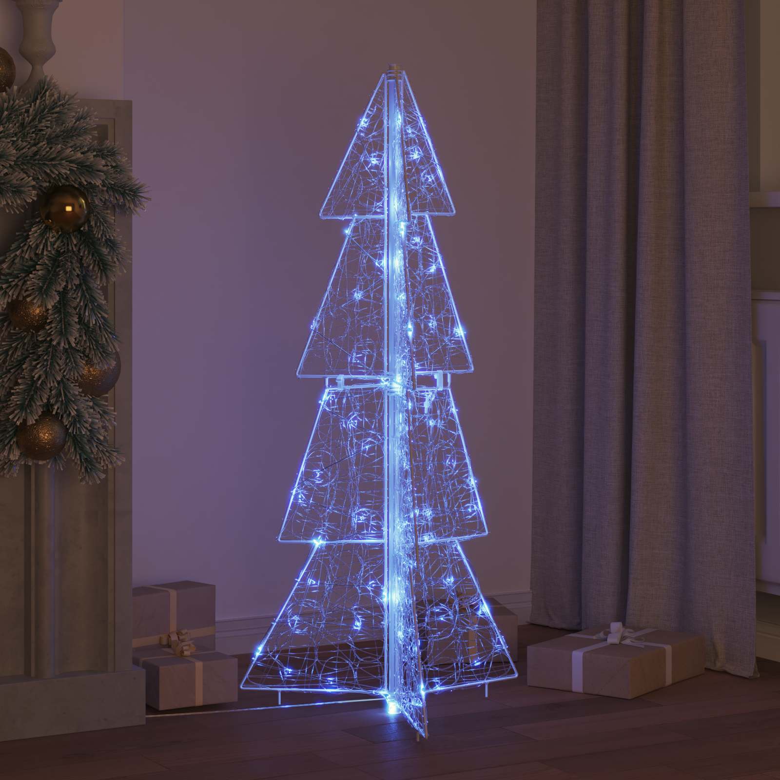 Albero di Natale 100 LED Blu 120 cm Acrilico