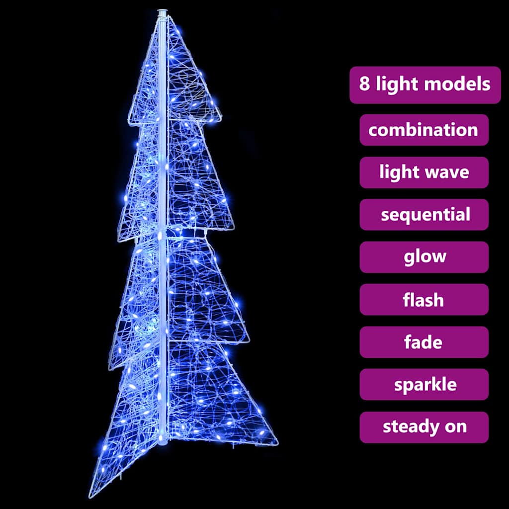 Albero di Natale 100 LED Blu 120 cm Acrilico