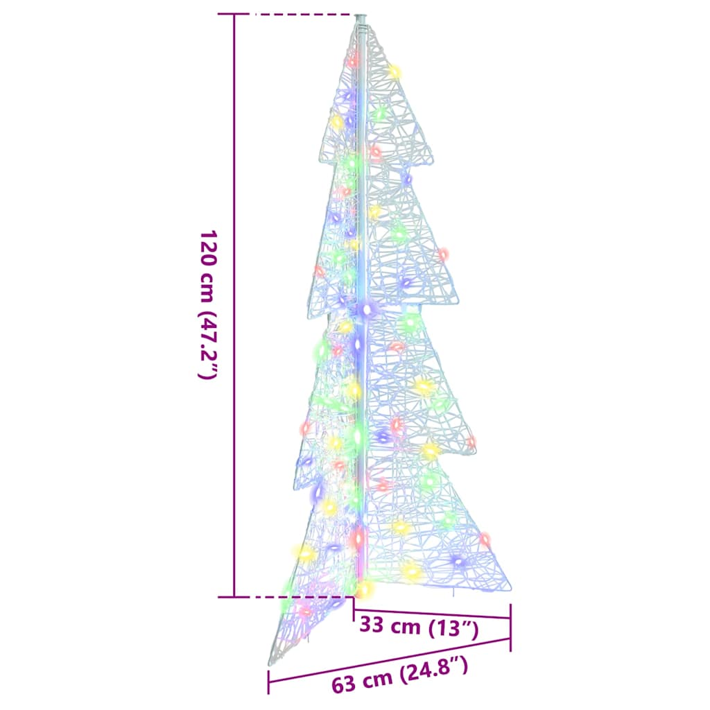 Albero di Natale 100 LED Multicolore 120 cm Acrilico