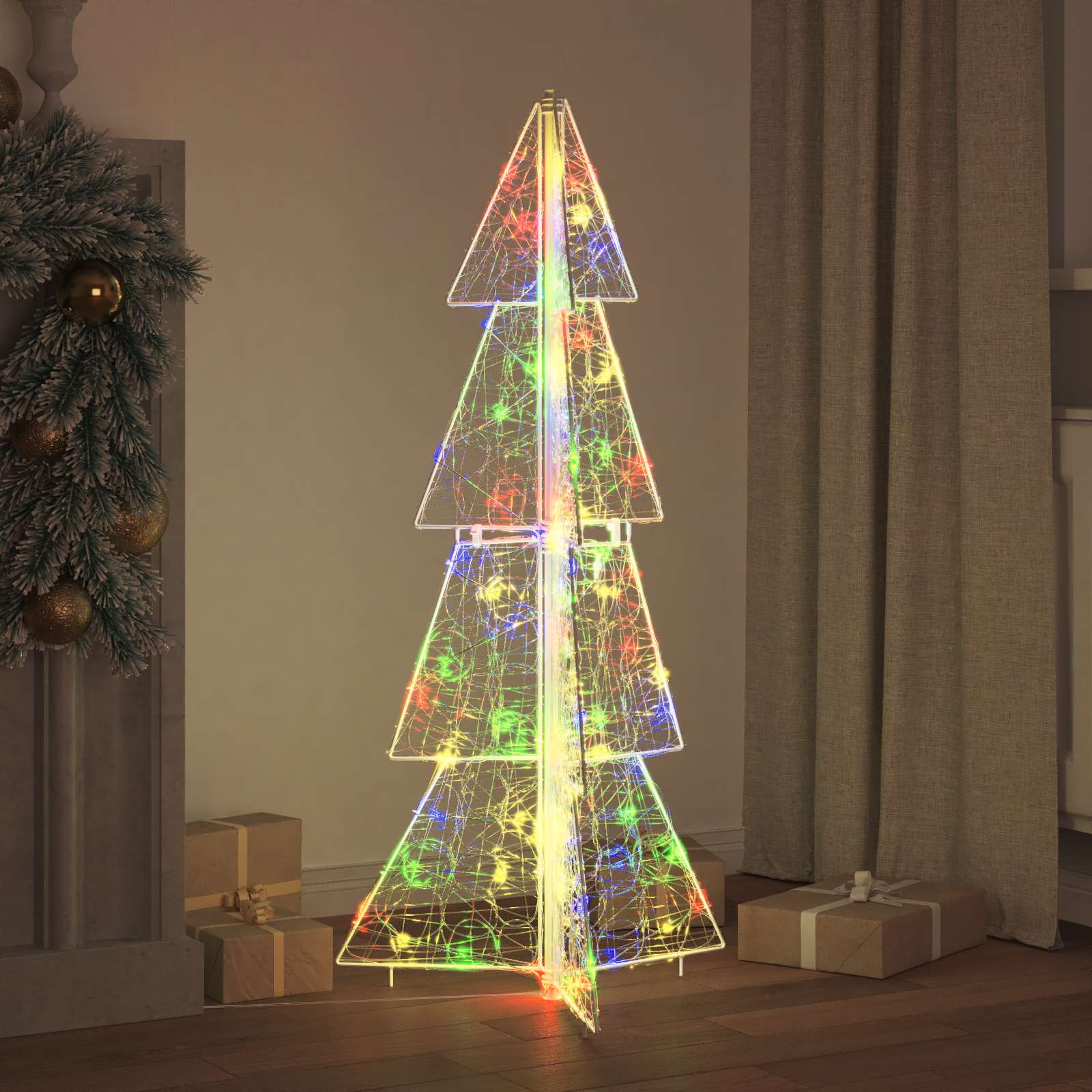 Albero di Natale 100 LED Multicolore 120 cm Acrilico