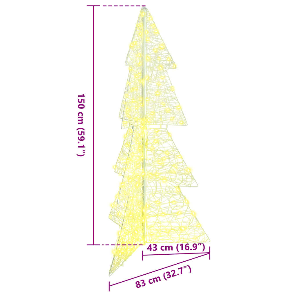 Albero di Natale 160 LED Bianco caldo 150 cm Acrilico