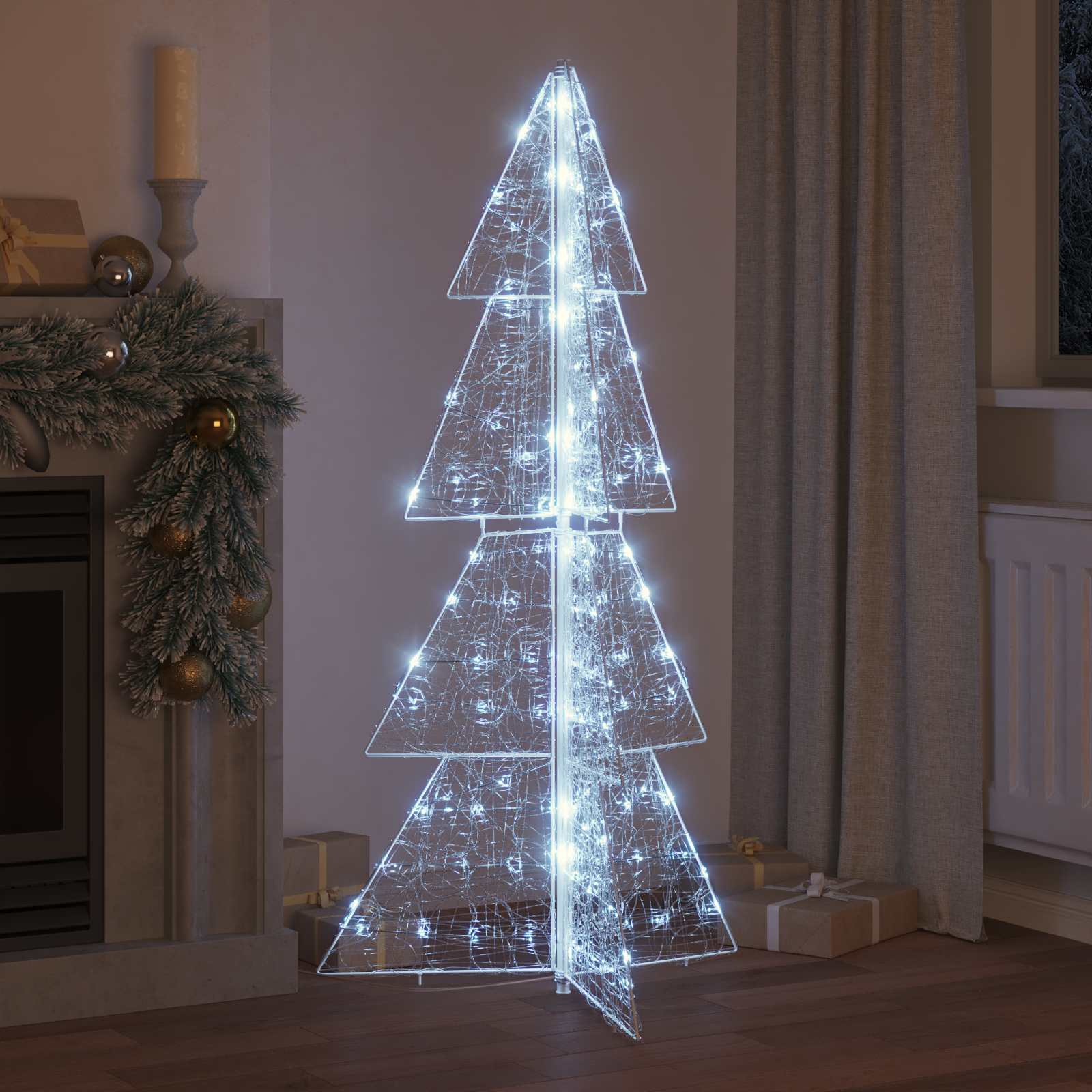 Albero di Natale 160 LED Bianco Freddo 150 cm Acrilico