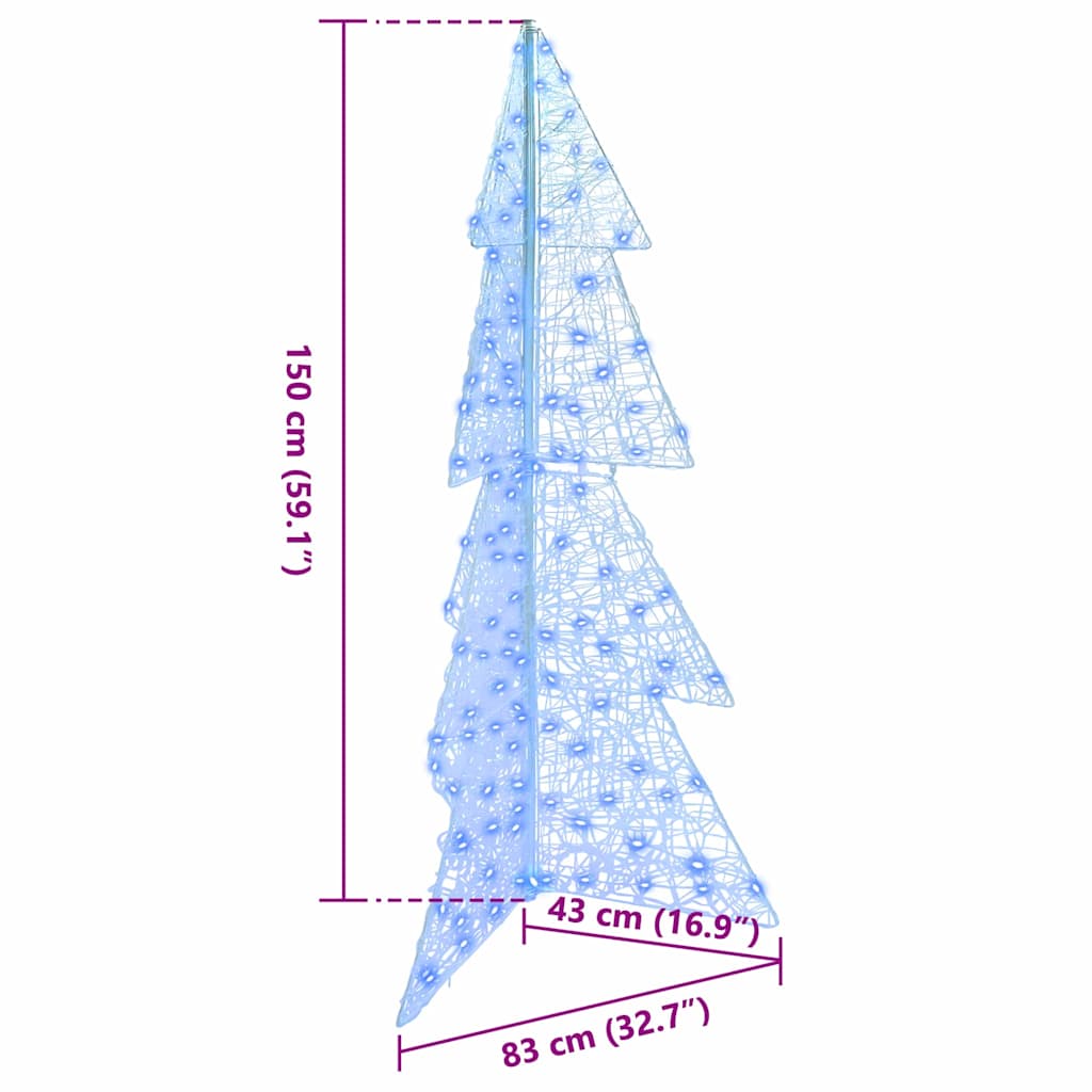 Albero di Natale 160 LED Blu 150 cm Acrilico