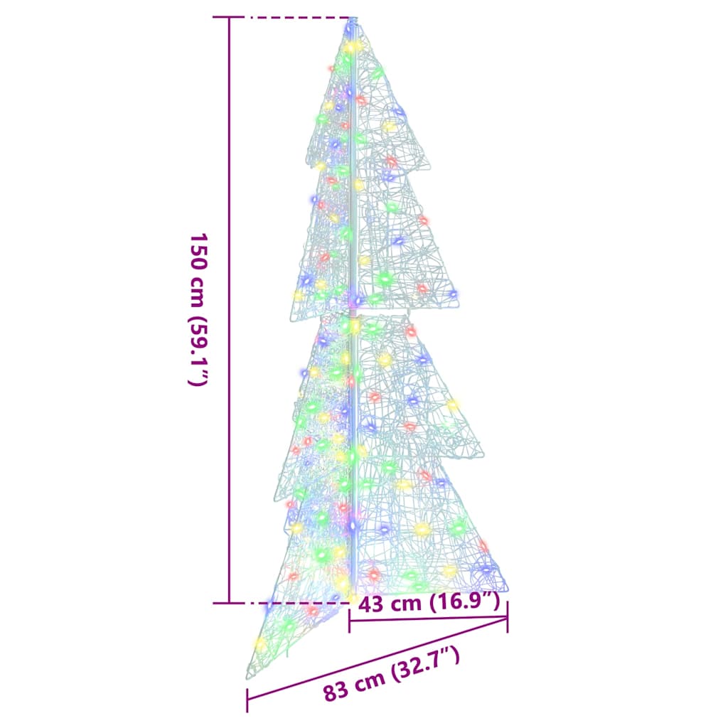 Albero di Natale 160 LED Multicolore 150 cm Acrilico