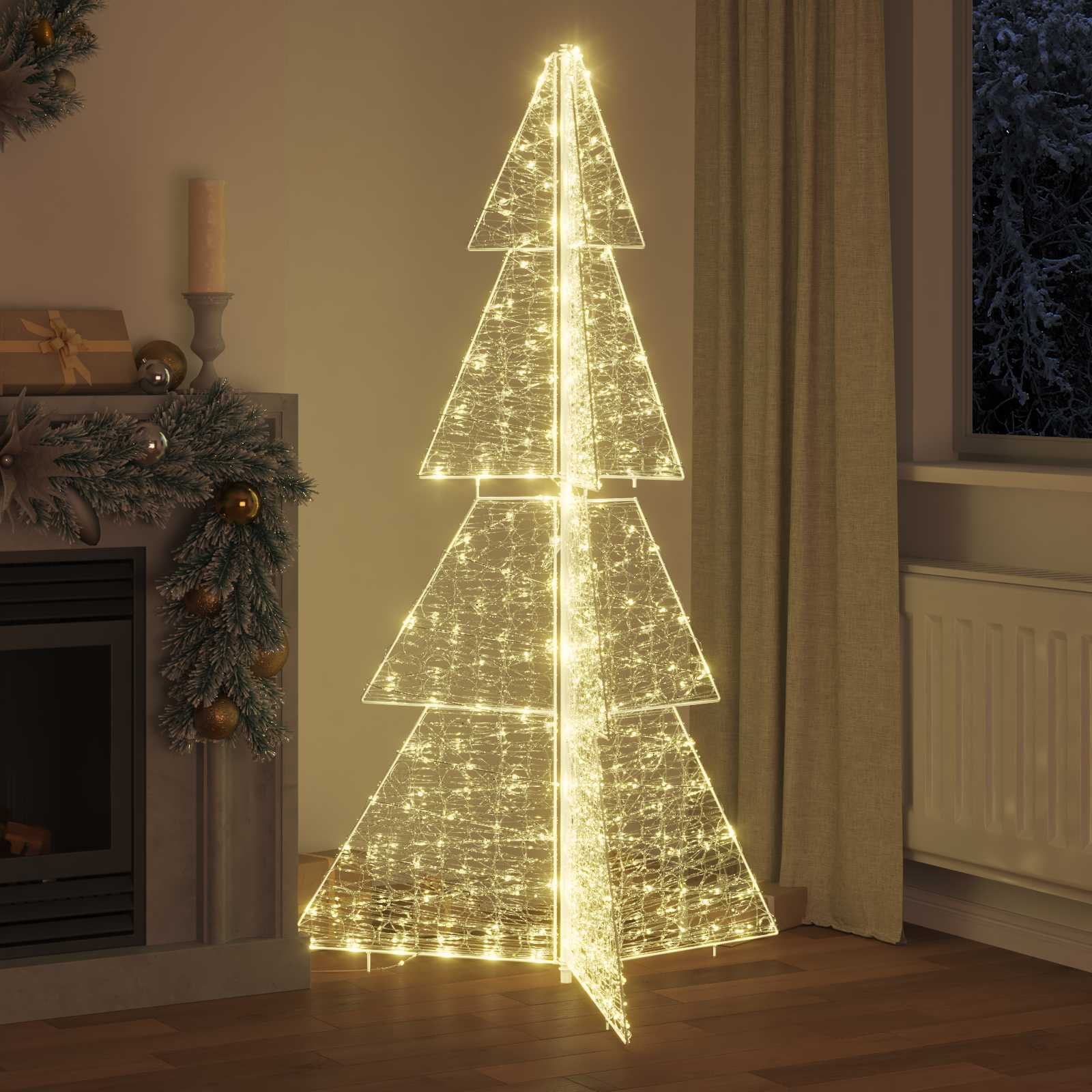Albero di Natale 240 LED Bianco caldo 180 cm Acrilico