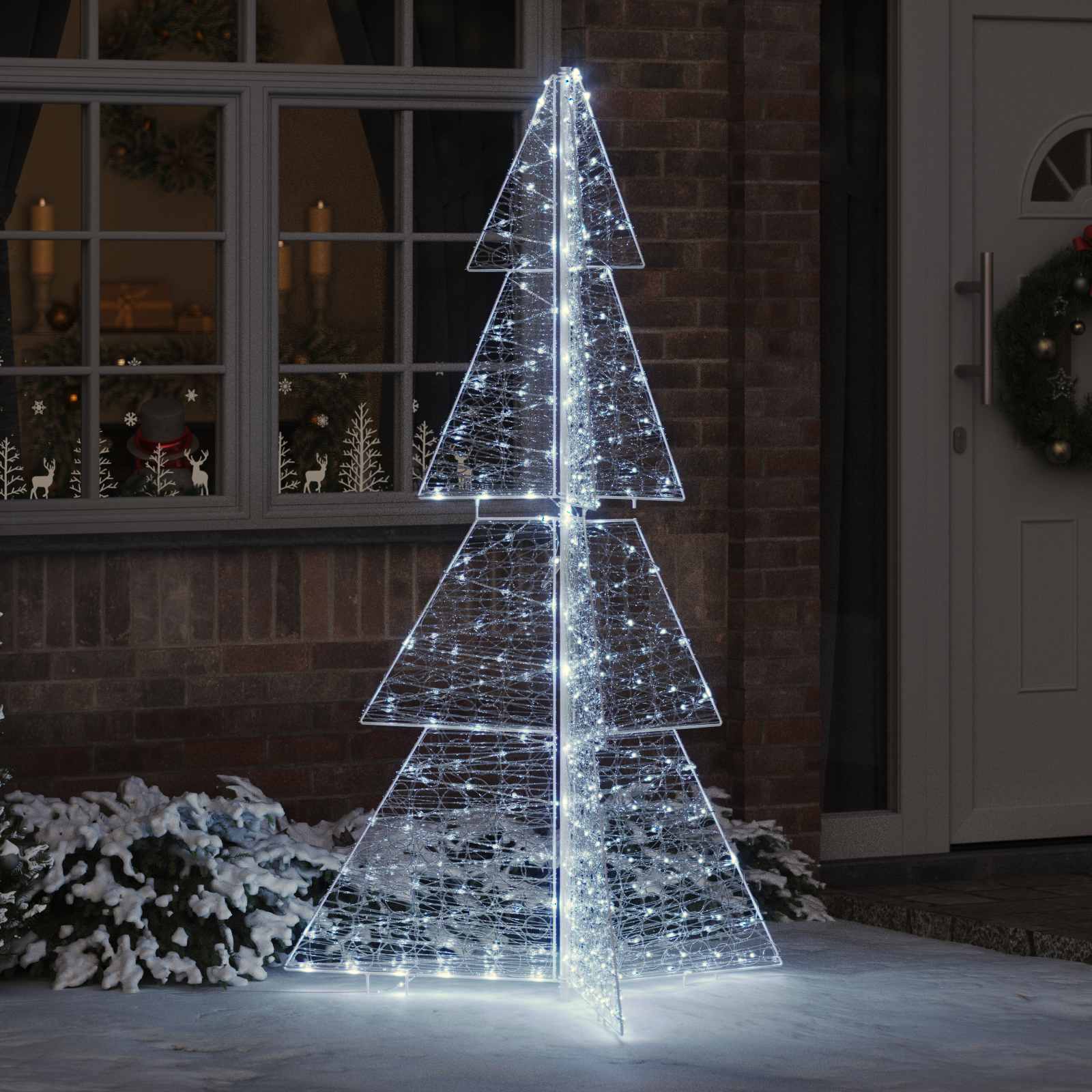Albero di Natale 240 LED Bianco Freddo 180 cm Acrilico