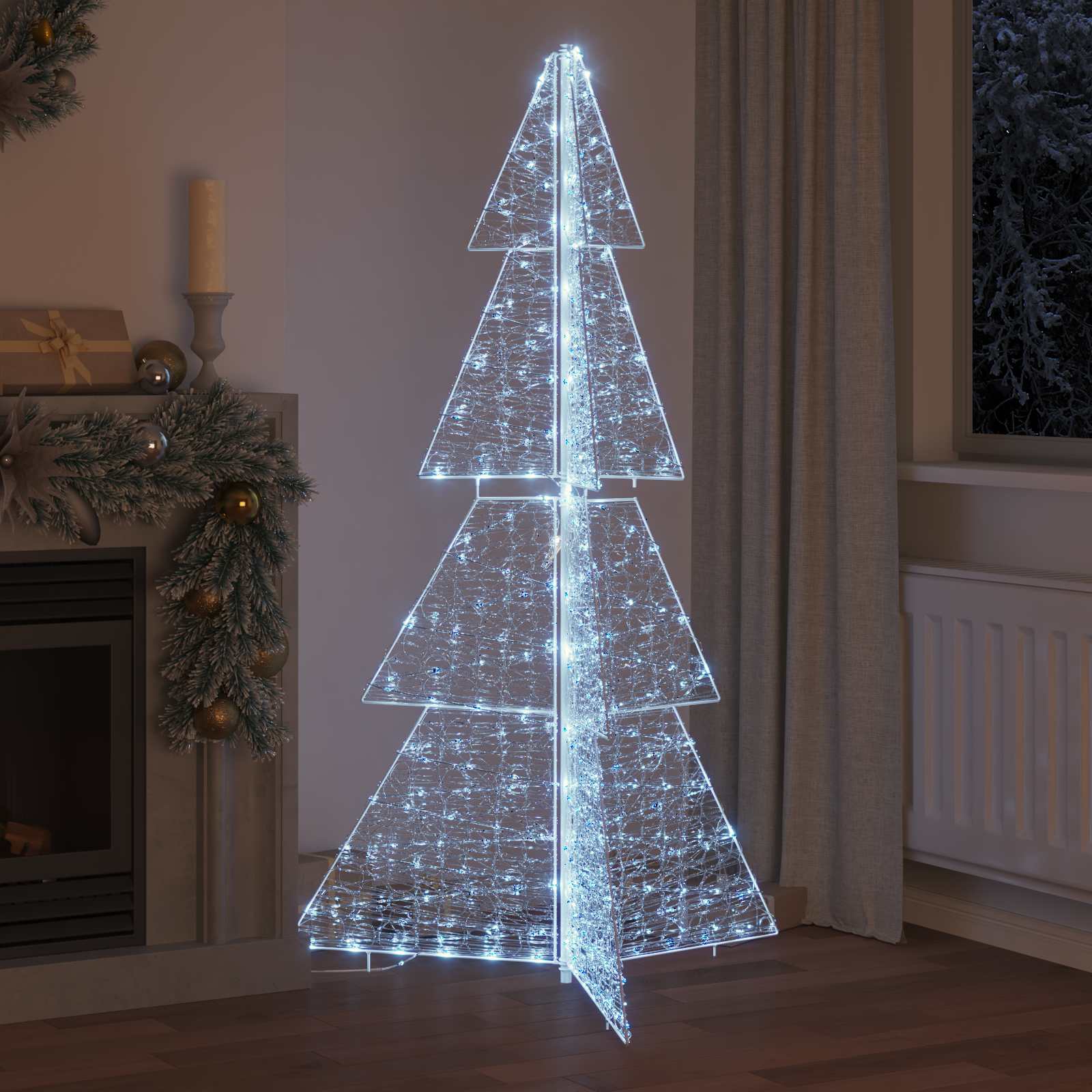 Albero di Natale 240 LED Bianco Freddo 180 cm Acrilico